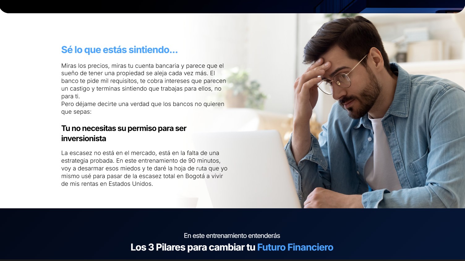 Identificación del problema y promesa del entrenamiento inmobiliario