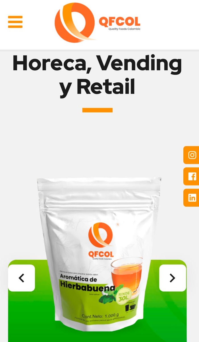 Vista mobile de producto Quality Foods Colombia